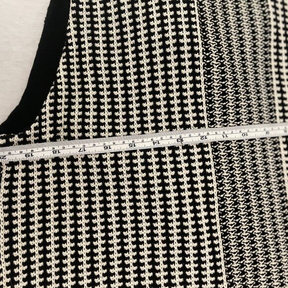 Hbitat Sz L Cotton Asymmetrical Crochet Knit Pullover Sweater Black White - Picture 8 of 9